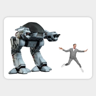 ED-209 vs. Pee-Wee Herman Sticker